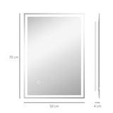 70 x 50cm LED Bathroom Mirror with Lights, Dimmable Makeup Mirror, Vanity Mirror with 3 Colour, T3398P328145