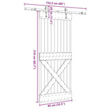 Sliding Door with Hardware Set 85x210 cm Solid Wood Pine 3332786