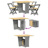 5 Piece Butterfly Dining Set Corona Foldable Grey Pinewood 3295718