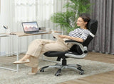 Linen-Look Office Chair, with Adjustable Height and Tension - Black T3398P377460
