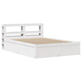 Bed Frame with Headboard White 135x190 cm Double Solid Wood Pine 3306358