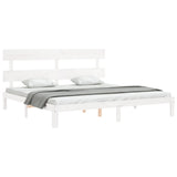 Bed Frame without Mattress White Super King Size Solid Wood Pine 3193547