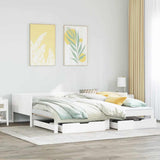 Daybed with Trundle and Drawers without Mattress White 90x190 cm Single 3302218
