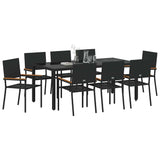 Garden Dining Set 9 pcs Black Poly Rattan 3365399