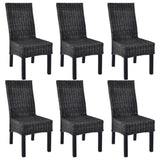 Dining Chairs 6 pcs Black Kubu Rattan and Mango Wood 275470