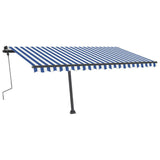 ZNTS Freestanding Manual Retractable Awning 400x300 cm Blue/White 3069736