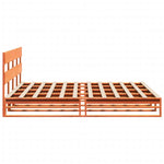 ZNTS Bed Frame without Mattress Wax Brown 200x200 cm Solid Wood Pine 3302308
