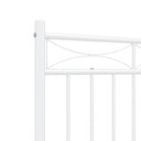 Metal Bed Frame without Mattress with Footboard White 135x190cm 373757