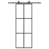 Sliding Door with Hardware Set Black 76x205 cm ESG Glass 3375902