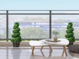 Set of 2 Artificial Plants, Topiary Spiral Boxwood Trees with Pot, for Home Indoor Outdoor Decor, T3398P344376