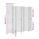 Room Divider 6 Panels White Solid Wood Paulownia 358843