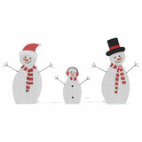 Lighted Snowman Family 3 pcs Warm White Polyester 42019625