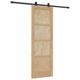 Sliding Door Natural and Black 73.5 x 211 cm Solid Pine Wood 3333356