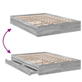 Bed Frame with Drawers without Mattress Grey Sonoma 150x200 cm King Size 3280655