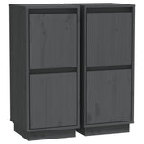 Sideboards 2 pcs Grey 31.5x34x75 cm Solid Wood Pine 813385