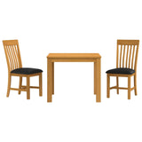 Dining Set 3 pcs Black Solid Oak Wood 3430322