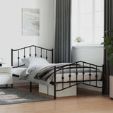 Metal Bed Frame without Mattress with Footboard Black 107x203cm 373803
