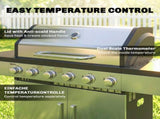 6 Burner Liquid Propane Gas BBQ Grill, Outdoor Portable Gas Barbecue Grill with Warming Rack, Side T3398P555908