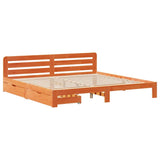 Bed Frame without Mattress Wax Brown 200x200 cm Solid Wood Pine 3309859