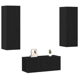 TV Cabinet Set Wall-mounted 3 pcs Black oak Medium MDF 3393292