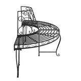 Tree Bench Black Steel Half Round Decorative Inlays 318824