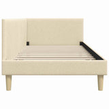 Corner Bed Frame with Headboard Cream 90 cm x 200 cm Velvet 42016195