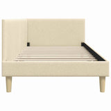Corner Bed Frame Cream 100 x 200 cm Fabric and Engineered wood 42016203