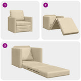Sofa Bed Cream 74 x 77 x 81 cm Fabric 4106627