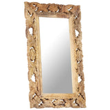 Hand Carved Mirror Brown 80x50 cm Solid Mango Wood 321639