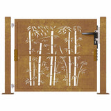 Garden Gate 100x75 cm Corten Steel Bamboo Design 153184