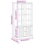 Glass Display Cabinet VIGO Grey 85x35x170 cm Solid Wood Pine 353195