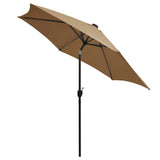 Garden Parasol with LED Lights and Aluminium Pole 300 cm Taupe 47363