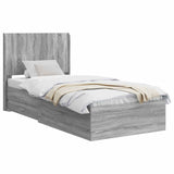 Bed Frame with Storage and Headboard Grey Sonoma 3414154