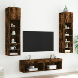 6 Piece TV Wall Units with LED Smoked Oak Engineered Wood 3216626