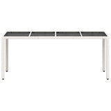Garden Table with Glass Top White 190x90x75 cm Poly Rattan 368129