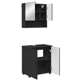 Bathroom Furniture Set 2 pcs Black Engineered wood & Metal 3392934