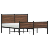 Metal Bed Frame without Mattress Brown Oak 150x200 cm King Size 3301413