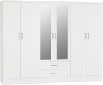 ZNTS Nevada 6 Door 2 Drawer Mirrored Wardrobe 100-101-111