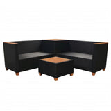 4 Piece Garden Lounge Set with Cushions Poly Rattan Black 43007