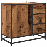 Bathroom Furniture Set with Door 3 pcs Old Wood Engineered Wood 3402521