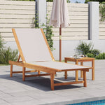 ZNTS Sun Lounger with Table Grey Solid Wood Acacia and Textilene 4008417