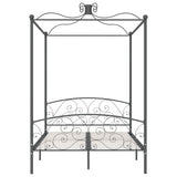 Canopy Bed Frame without Mattress Grey Metal 140x200 cm 284483