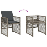 15 Piece Garden Dining Set with Cushions Grey Poly Rattan 3210818