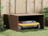 Robot Mower Garage Brown 86x90x52/57 cm Poly Rattan 365405