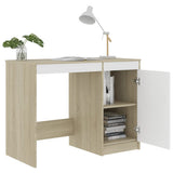 Desk White and Sonoma Oak 100x50x76 cm Engineered Wood 801801