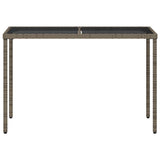 Garden Table with Glass Top Grey 115x54x74 cm Poly Rattan 365073