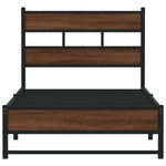 ZNTS Metal Bed Frame without Mattress Brown Oak 75x190 cm Small Single 4017316