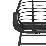 7 Piece Garden Dining Set Black Poly Rattan Glass 3334441
