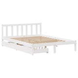Bed Frame without Mattress White 150x200 cm King Size Solid Wood Pine 3301478