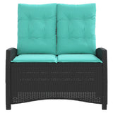 Reclining Garden Bench with Cushions Black Poly Rattan 368234